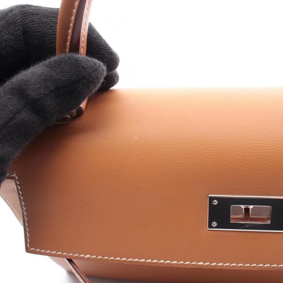 Hermes Hermès Kelly 28 handbag, Vau Chamonix leather, brown, for women - Picture 7 of 12